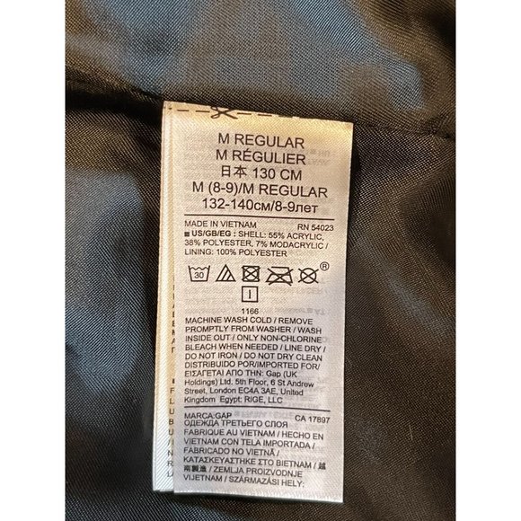 NWT Gap Kids Striped Faux Fur Coat Full Zip Up Long Sleeve Ivory Black SZ Medium - Picture 7 of 8